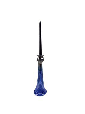 Edgecomb Potters Stoneware Candlestick Blue Drip Glaze Signed Studio Pottery